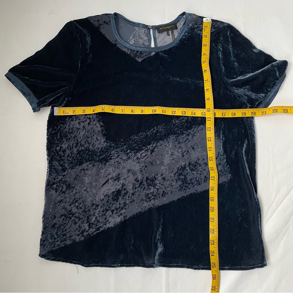 Donna Karan NY Sheer Velvet Top Blue Size M - Picture 6 of 8